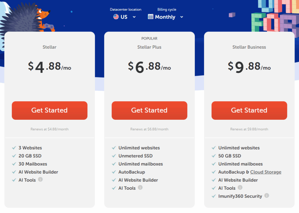 Namecheap shared hosting pricing plans