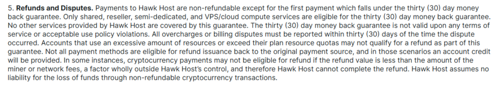 Hawk Host Money-back Guarantee