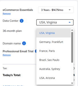 Bluehost data center selection