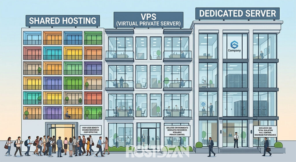 Dedicated Server vs VPS vs Shared Hosting